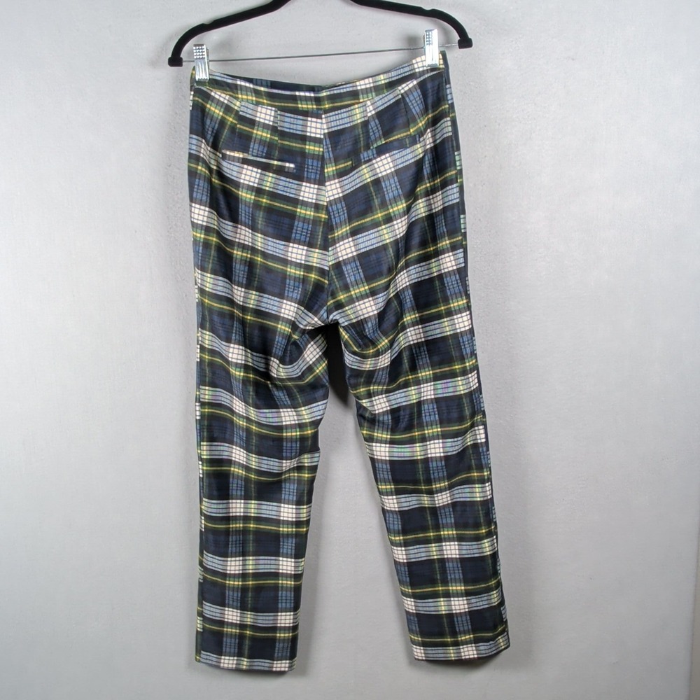 Alexia Admor Womens 4 Plaid Pants Green Blue Tartan Dark Academia Preppy P178 - Picture 2 of 9